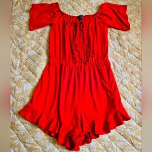 4/$20- Red romper short sleeve shorts